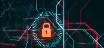 Graphic of a blue digital padlock.