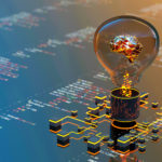 Concept illustration of artificial itelligence featuring a lightbulb on a circuit board