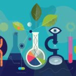 Illustration of biotechnology research laboratory.