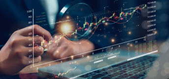 Stock market or forex trading graph and candlestick chart suitable for financial investment concept. Economy trends background for business ideas and all artwork design. Abstract finance background