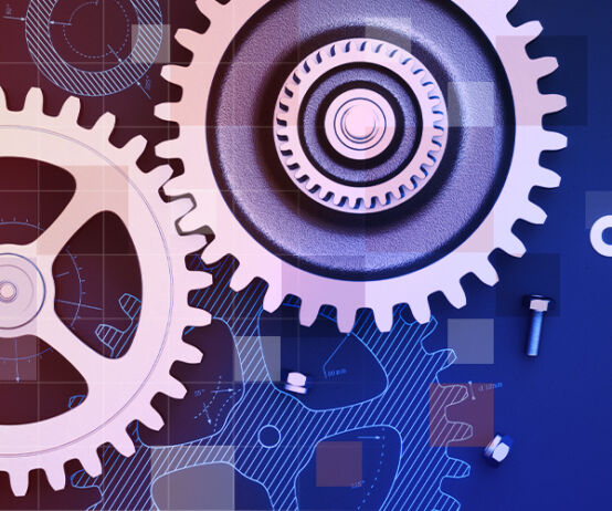Cogs turn depicting the operations systems under the service, for the Private Markets 2030 Artificial Intelligence theme