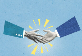 Illustration of two businesspeople shaking hands