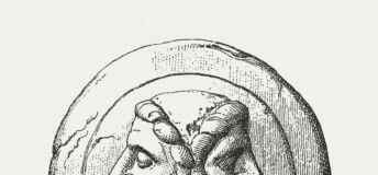 Image of Janus, Roman god of beginnings and endings, woodcut, published 1897