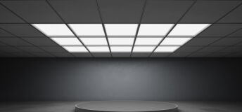 Image of a room with a lit ceiling.