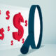 An illustration of a magnifying glass on a series of USD signs